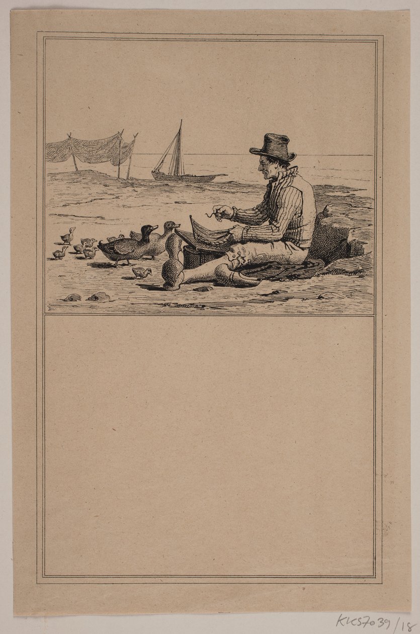 Fiskeren og anda. Nei. 17 i Chr. Winther og M. Rørbye, "25 bilder for små barn" av Johan Adolph Kittendorff