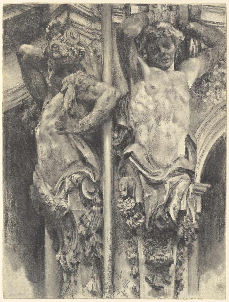 Atlas på Wallpavillon av Dresden Zwinger av Adolph Menzel