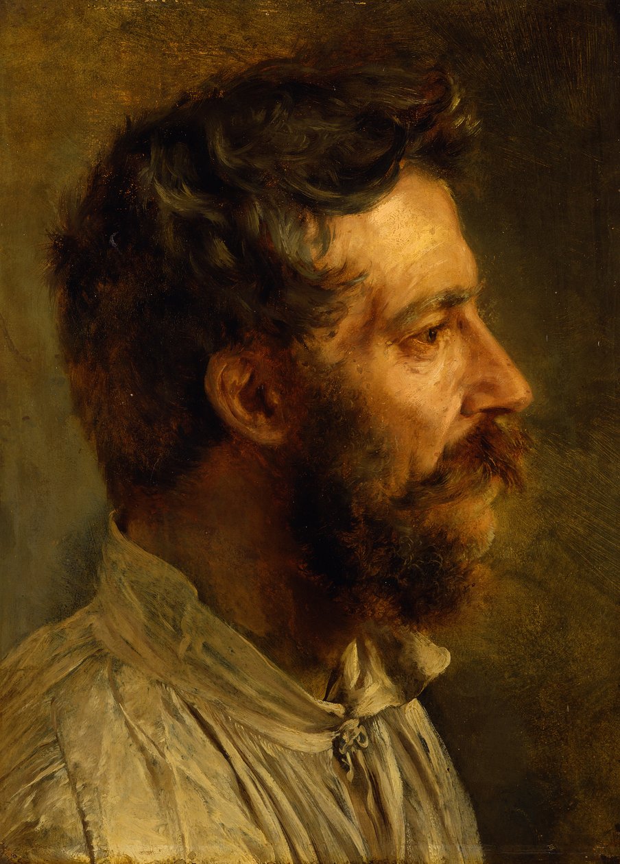 Profilhode av en skjegget arbeider av Adolph Menzel