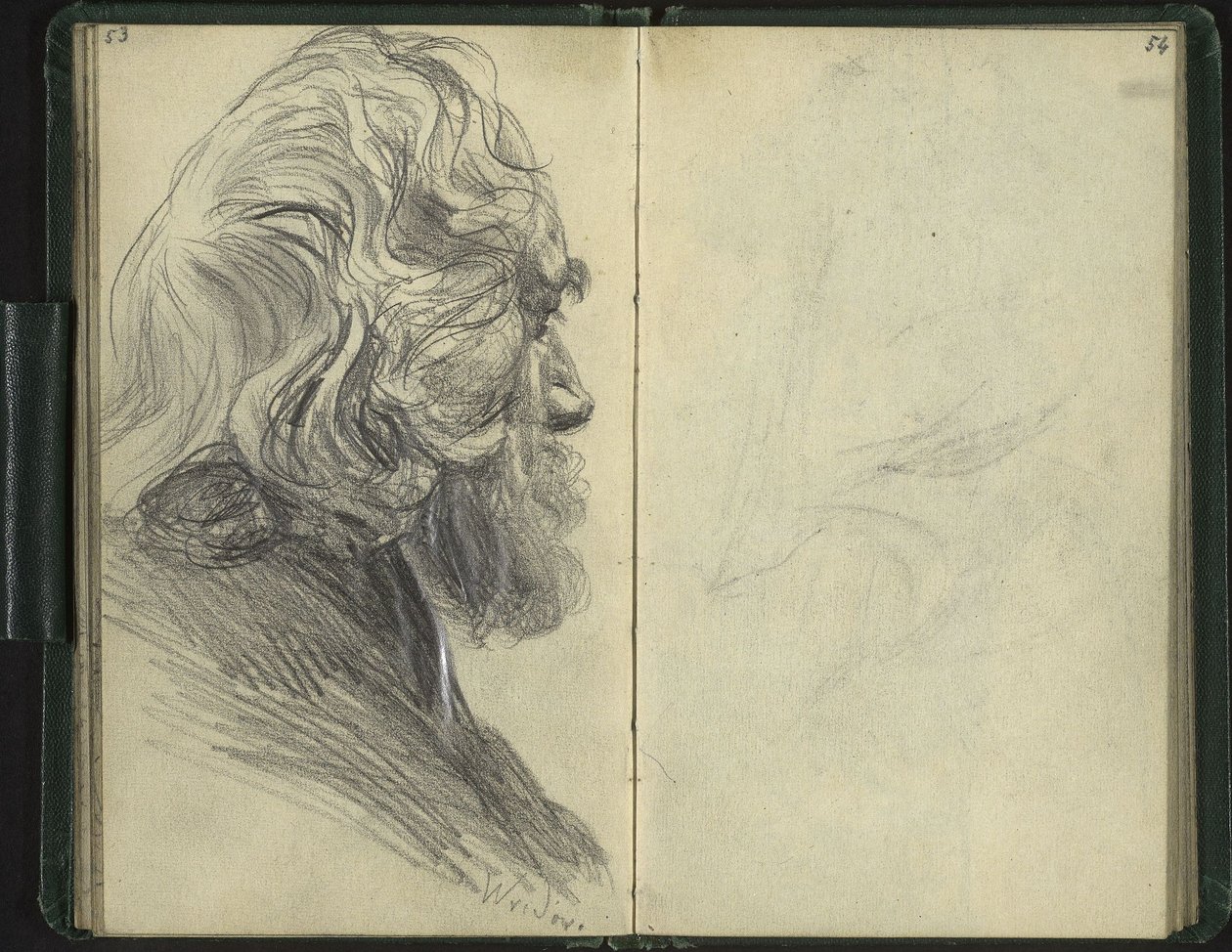 Skjegget mann i tapt profil av Adolph Menzel