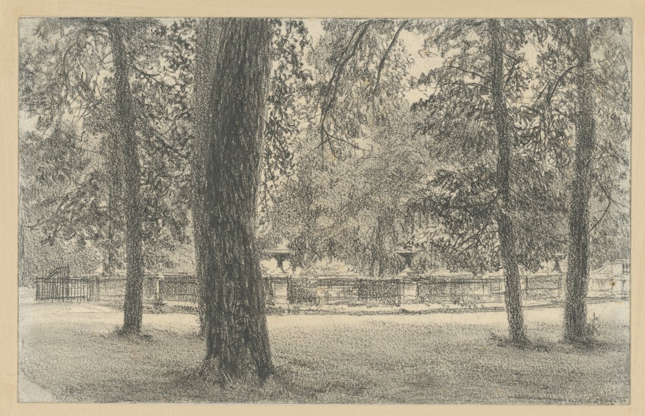 Balustrade ved inngangen til Sanssouci-parken av Adolph Menzel
