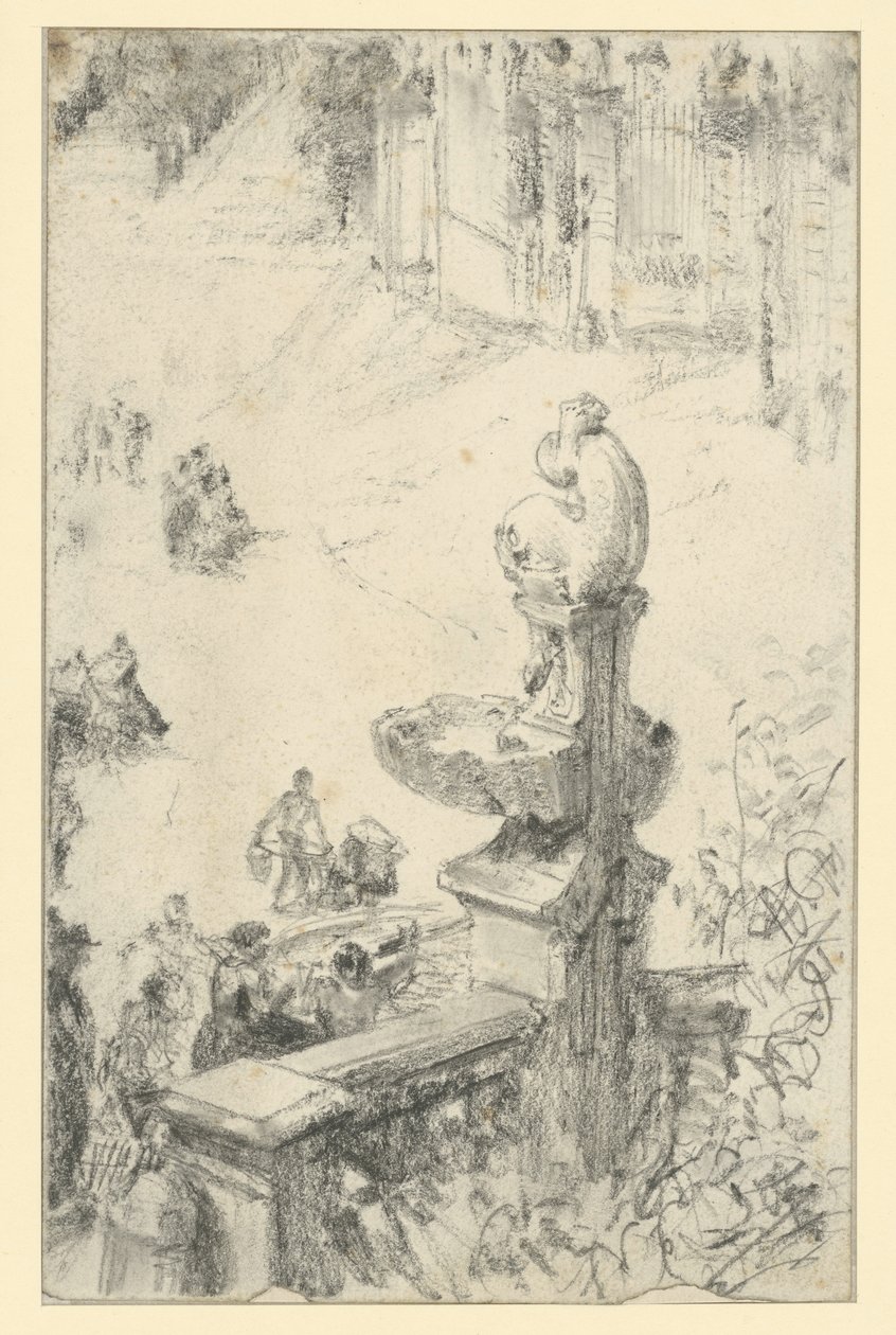 Barokk fontene i Dresden () av Adolph Menzel