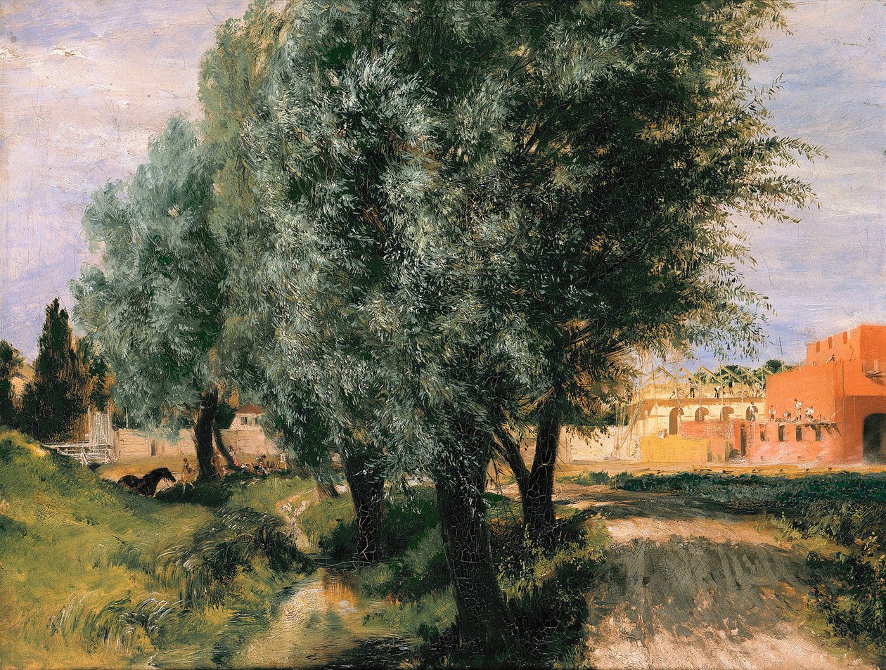 Byggeplass med vier av Adolph Menzel