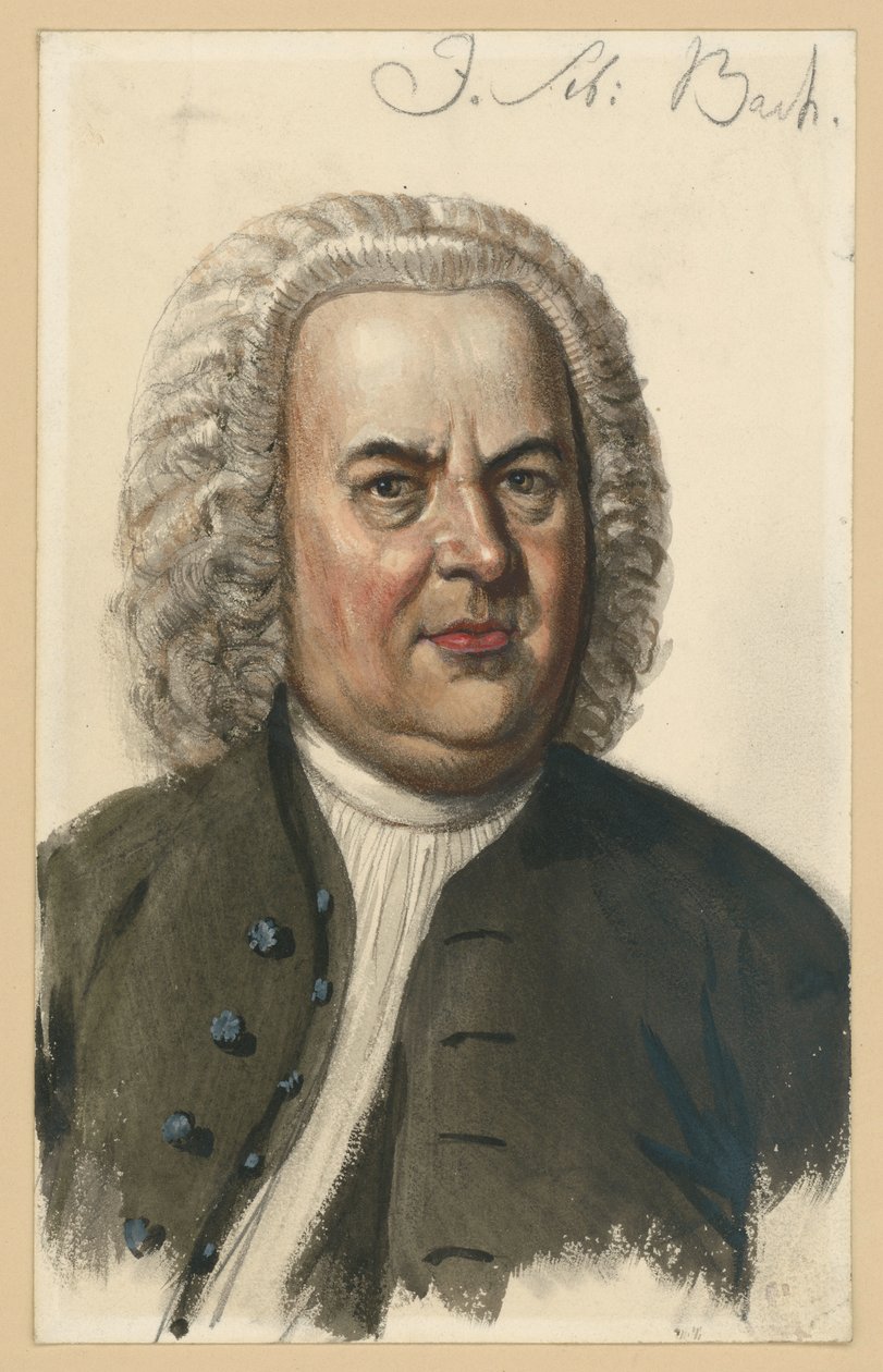 Portrett av Johann Sebastian Bach, brystbilde en face etter maleriet av Elias Gottlob Haussmann av Adolph Menzel