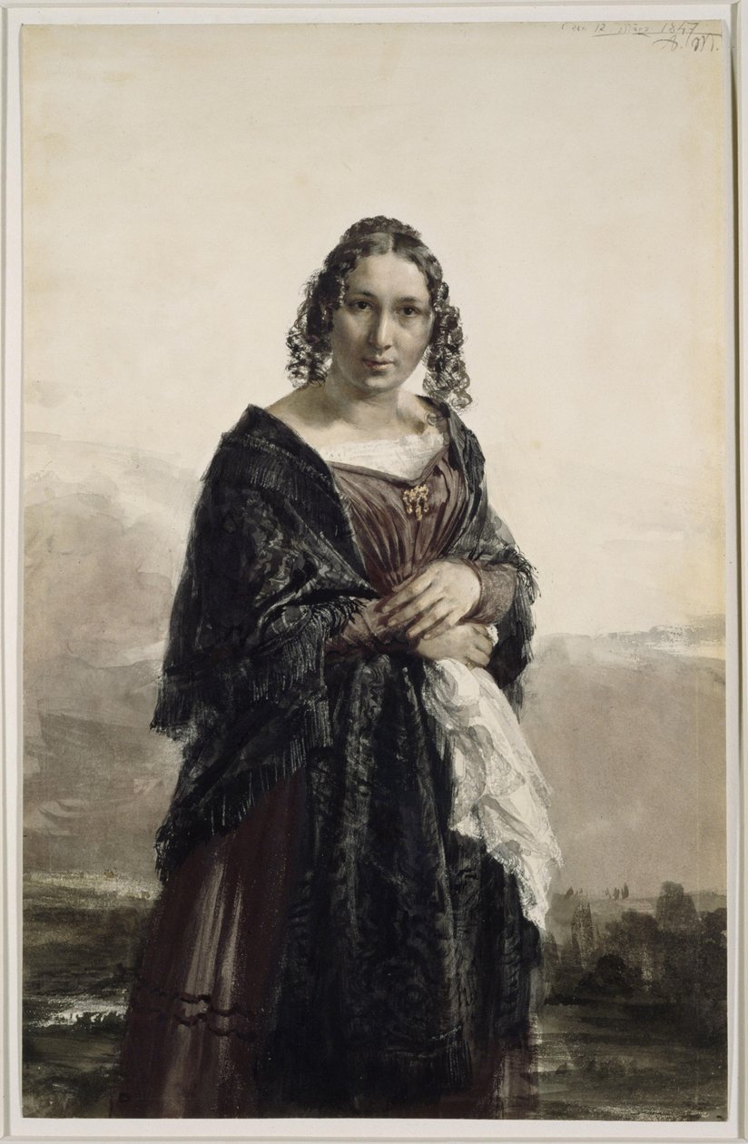 Portrett av Karoline Meyerheim, født Drake, moren til Paul Meyerheim av Adolph Menzel