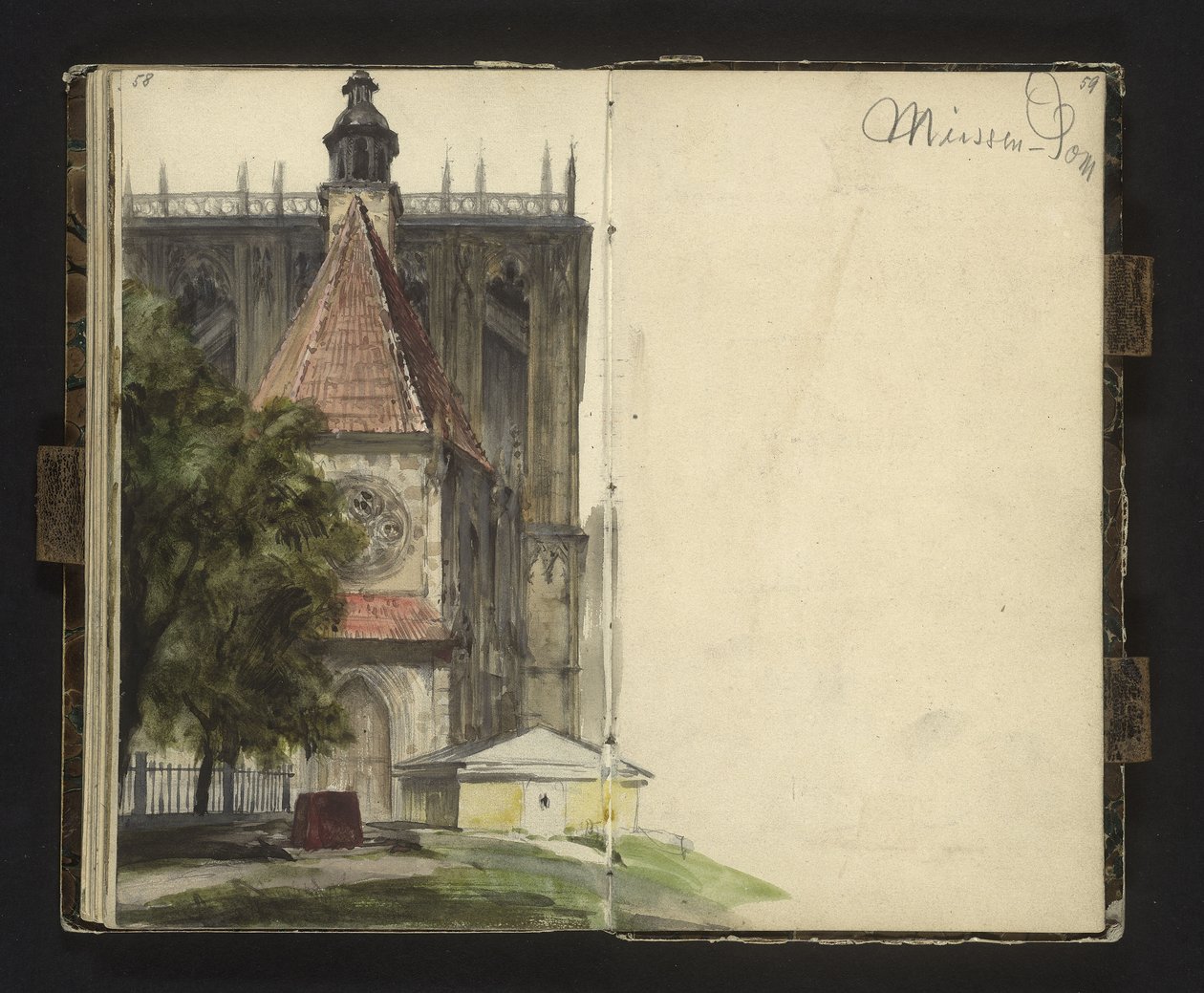 Utsikt over portalen til Meissen domkirke av Adolph Menzel