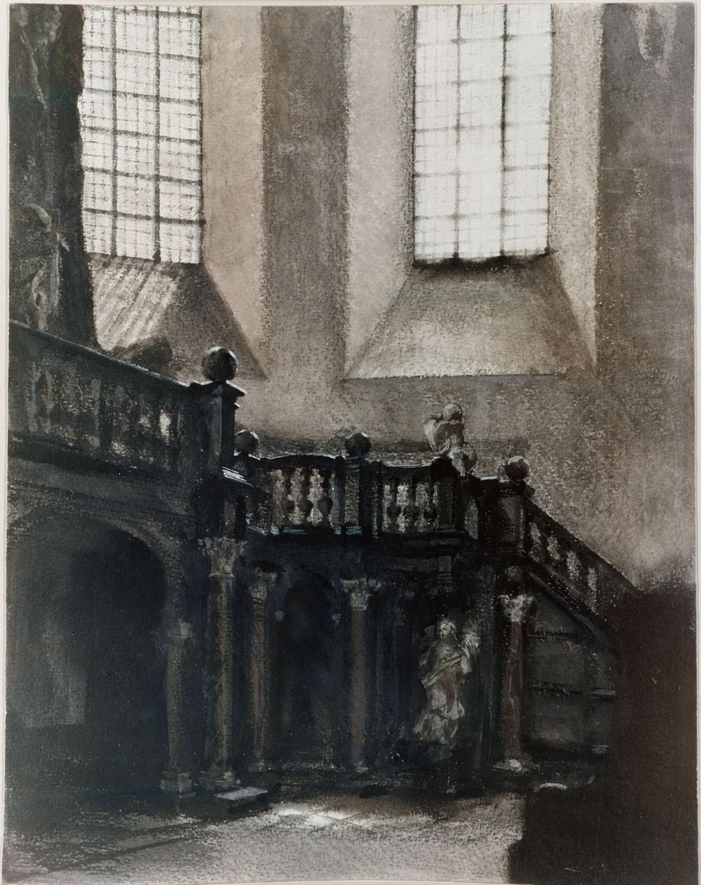 Utsikt over en barokk orgelgalleri av Adolph Menzel