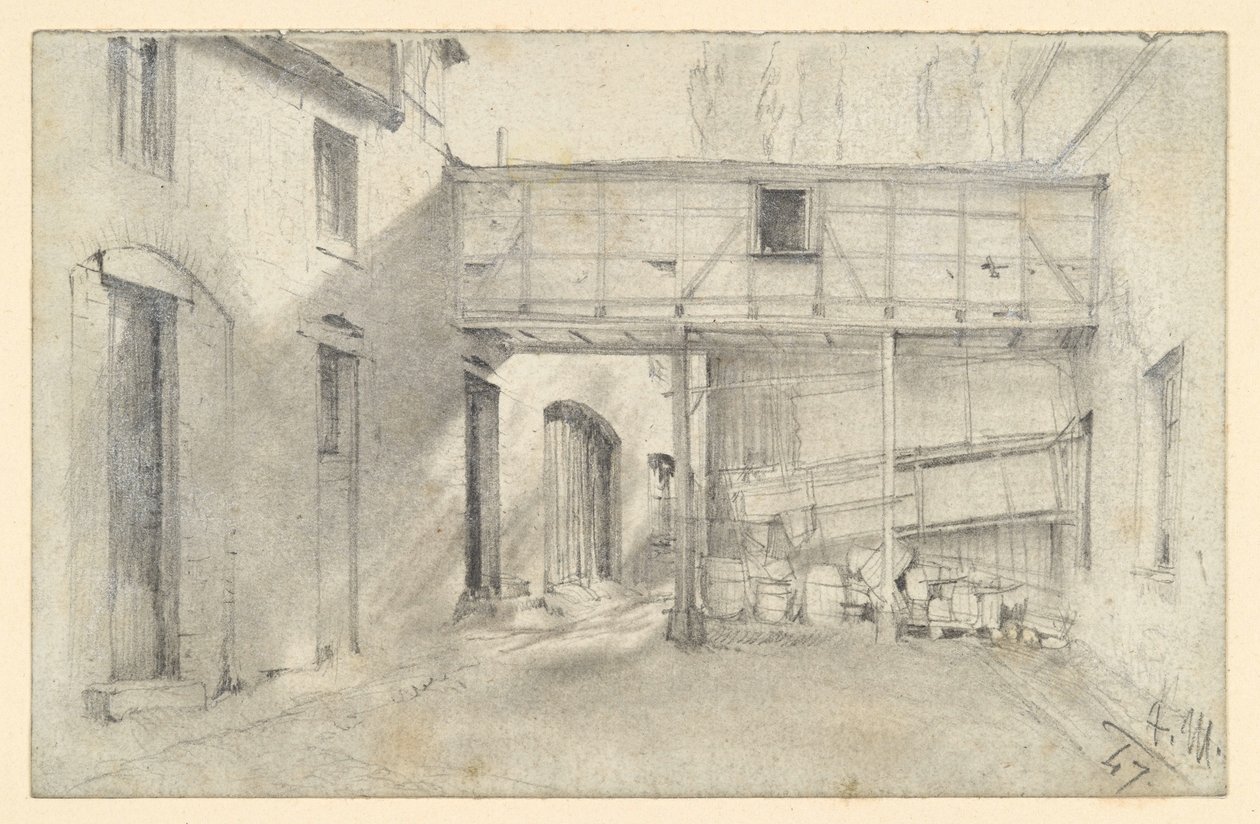 Utsikt inn i en gårdsplass av Adolph Menzel