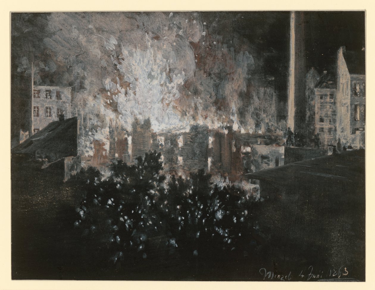 Brann i et hus av Adolph Menzel