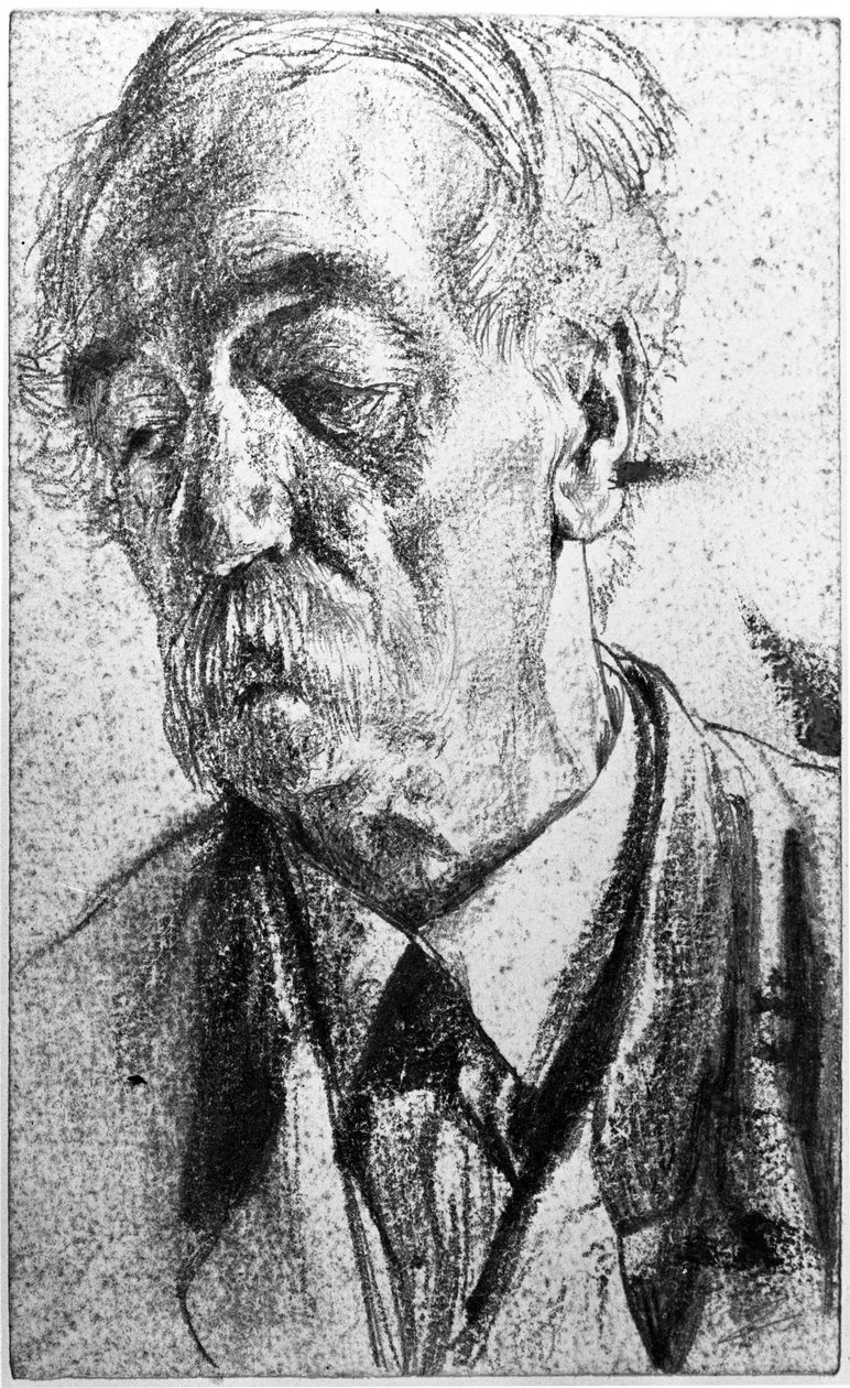 Brystbilde av en eldre mann med bart av Adolph Menzel