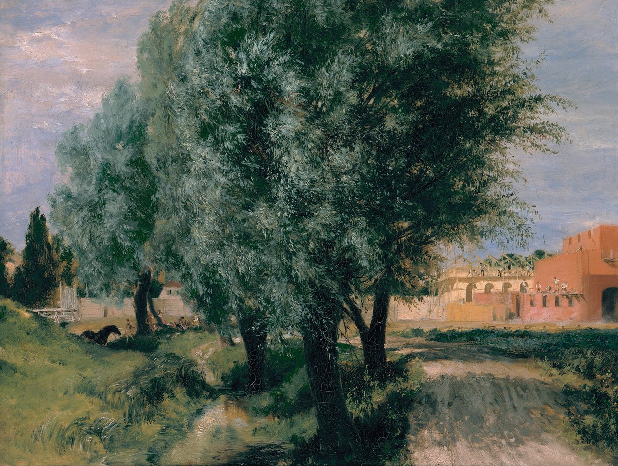 Byggeplass med piler, 1846 av Adolph Menzel
