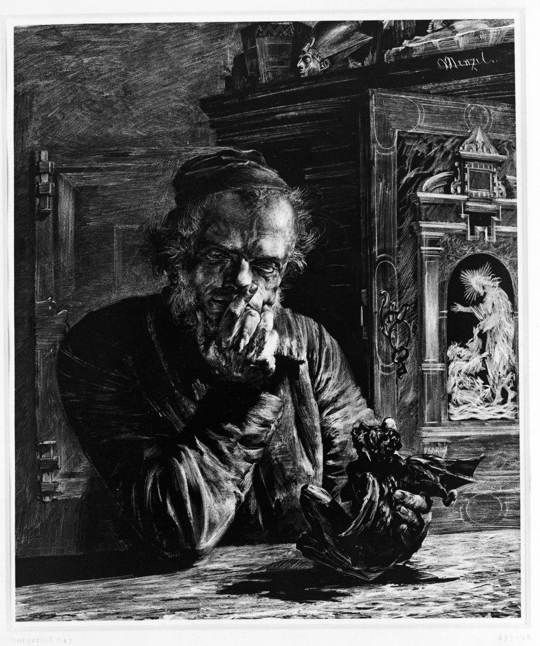 Antikvaren (Menzels selvportrett, også kalt «Kunstsamleren» eller «Demonen») av Adolph Menzel