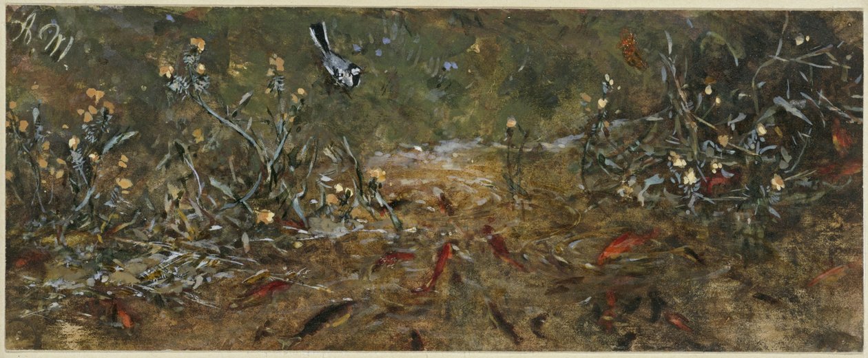 Gullfiskdammen. Fra «Barnealbumet» av Adolph Menzel