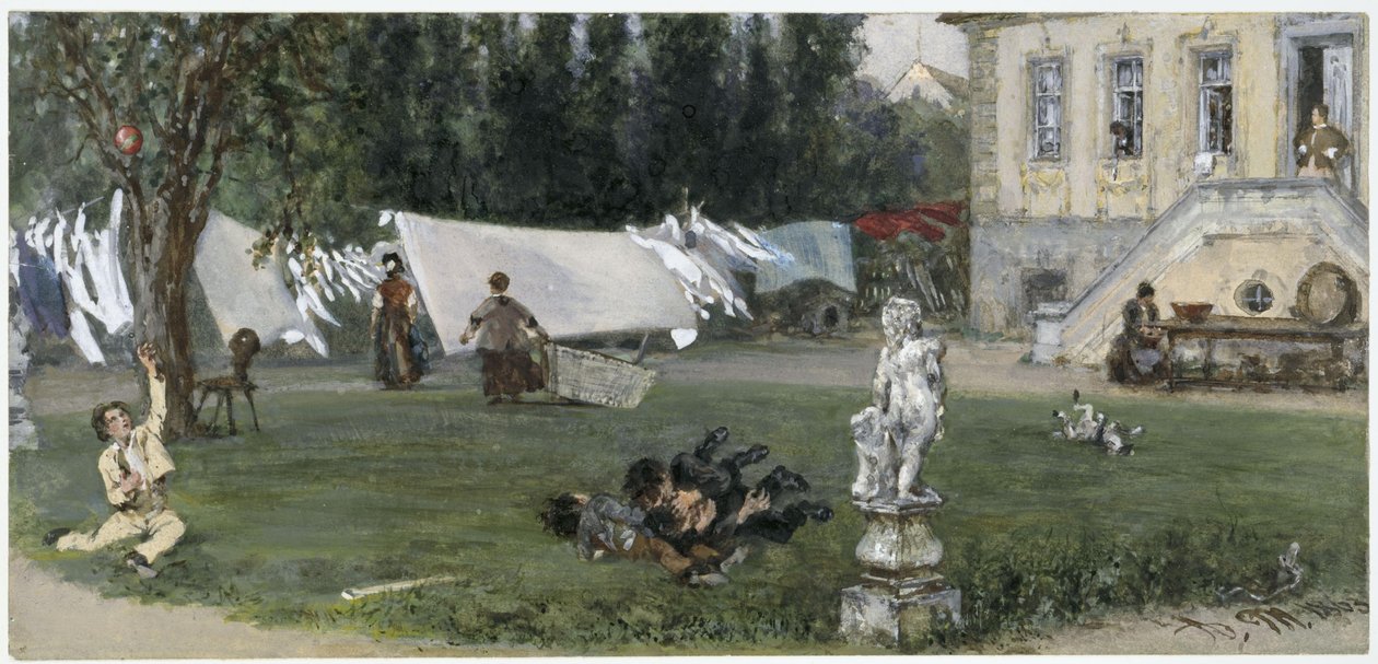 Tørkeplassen. Fra «Barnealbumet» av Adolph Menzel