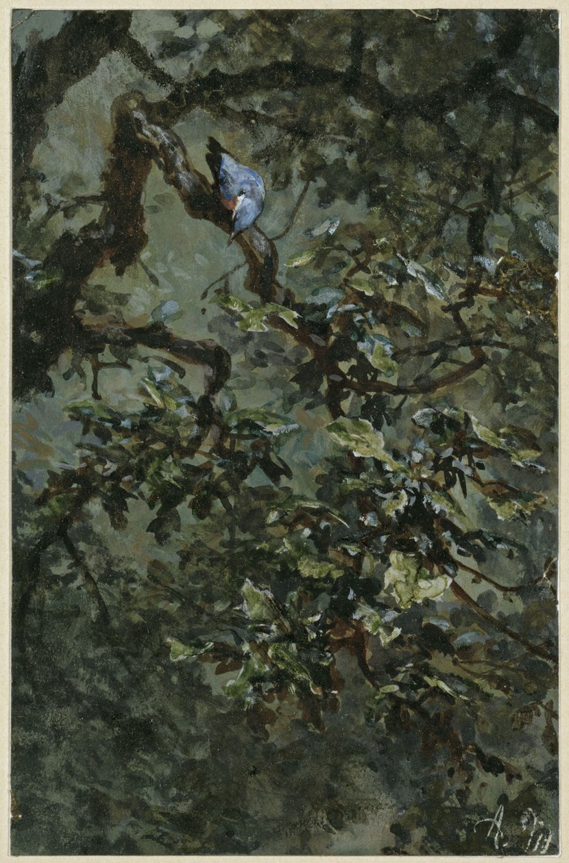 Den blå spetten i løvverket. Fra «Barnealbumet» av Adolph Menzel