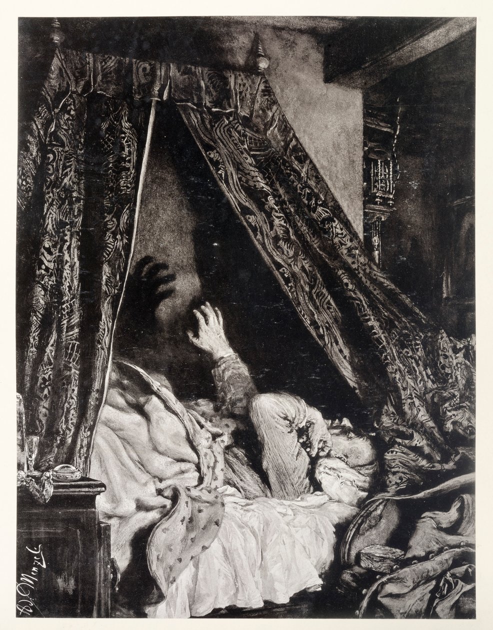 Adams smertefulle drøm, til Heinrich von Kleists "Den knuste krukken" av Adolph Menzel