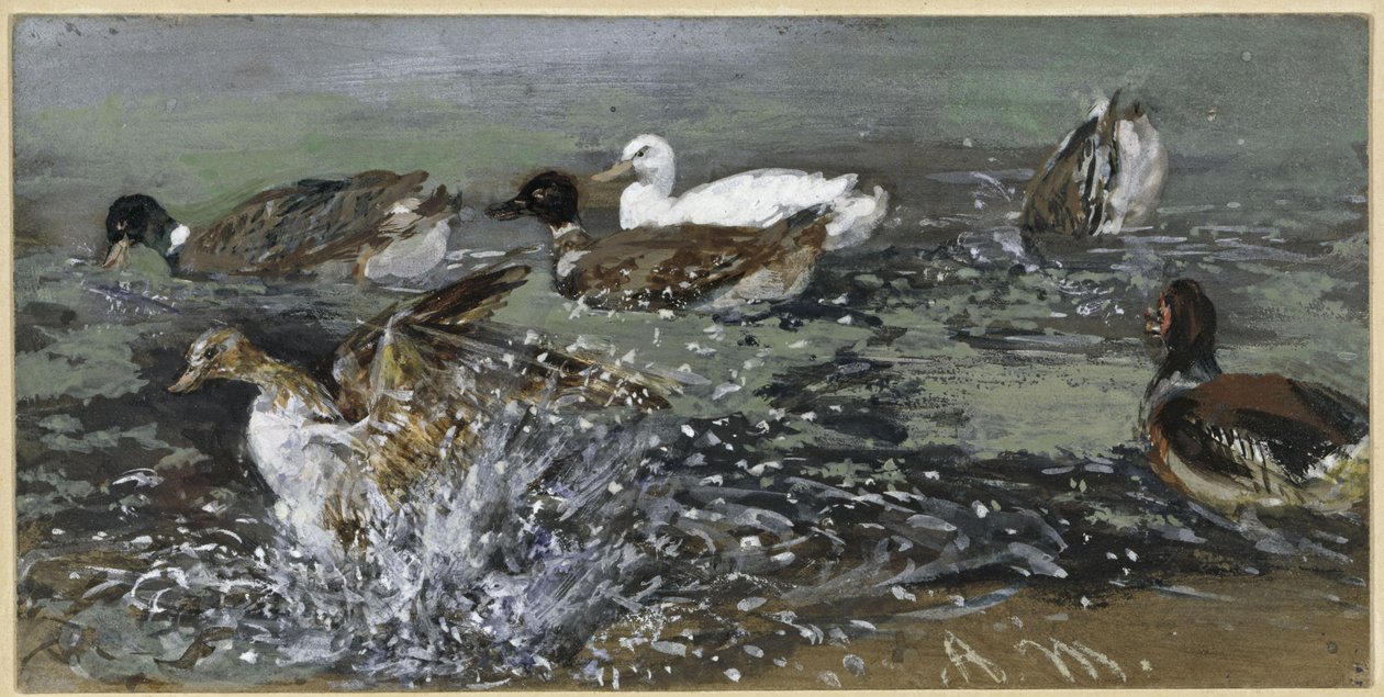 Endene i vannet. Fra «Barnealbumet» av Adolph Menzel