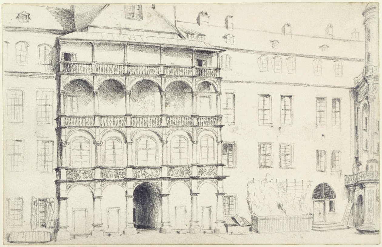 Nordsiden av den store slottsgården i Dresden av Adolph Menzel