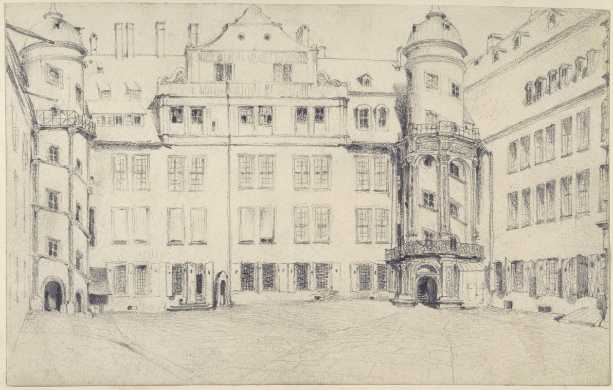 Vestsiden av den store slottsgården i Dresden av Adolph Menzel