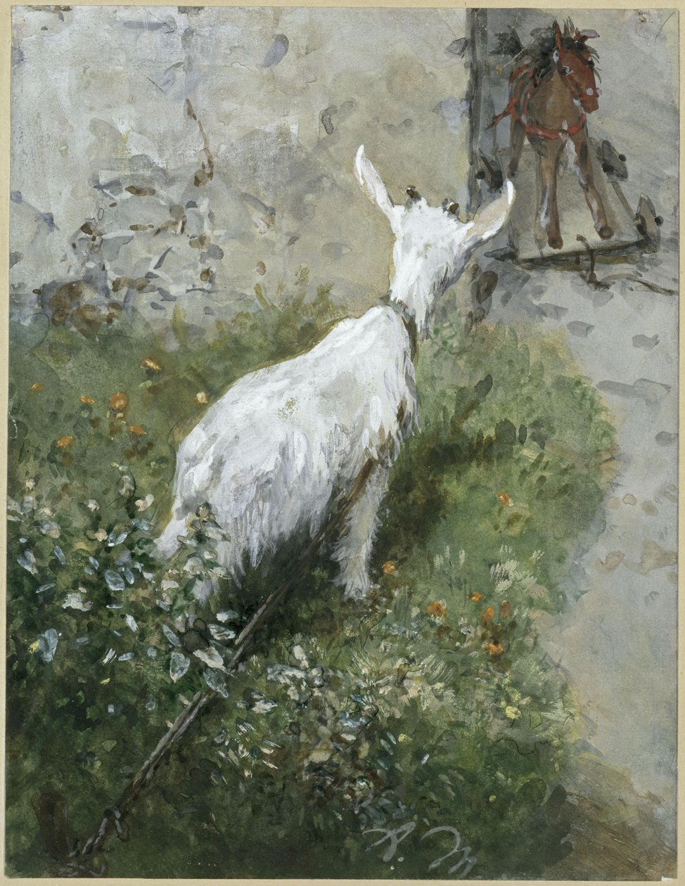 Geiten og trehesten. Fra «Barnealbumet» av Adolph Menzel