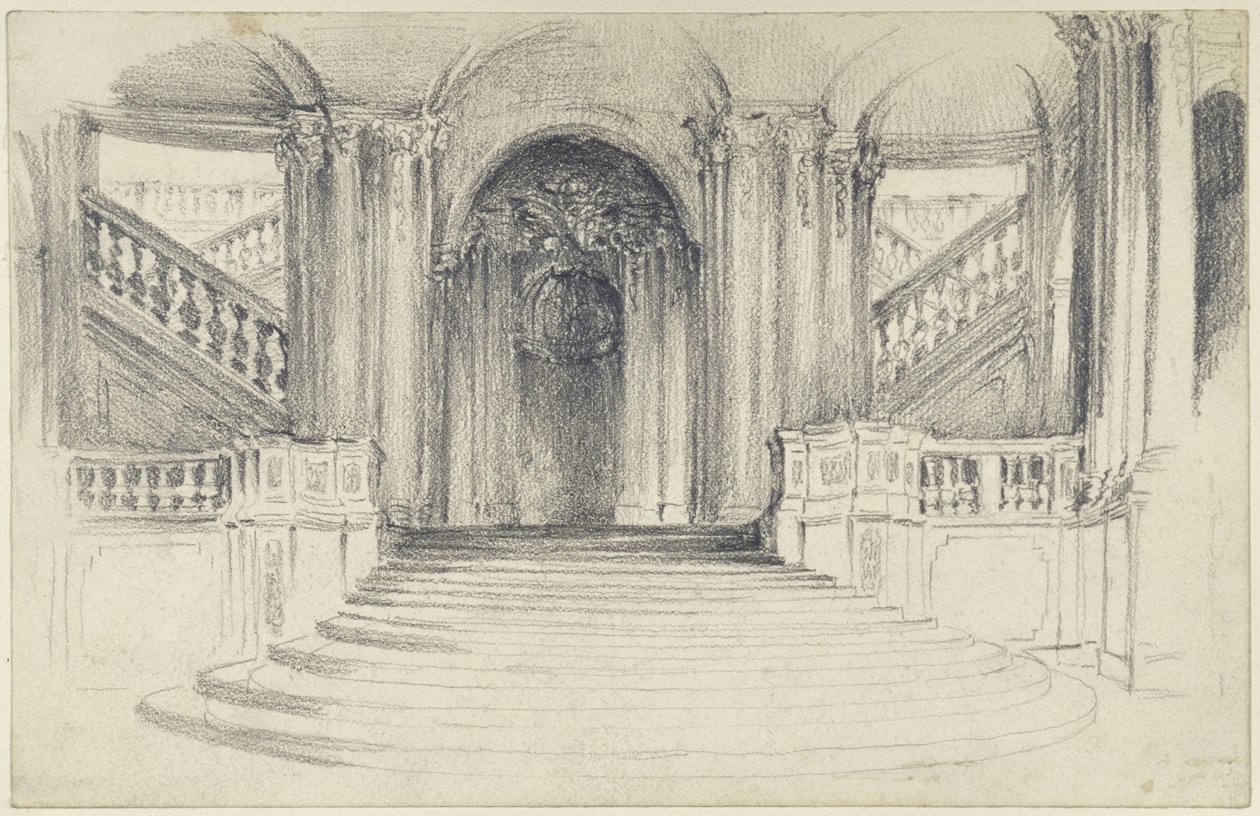 Trappen på gårdsiden av Wallpavillon i Zwinger i Dresden av Adolph Menzel