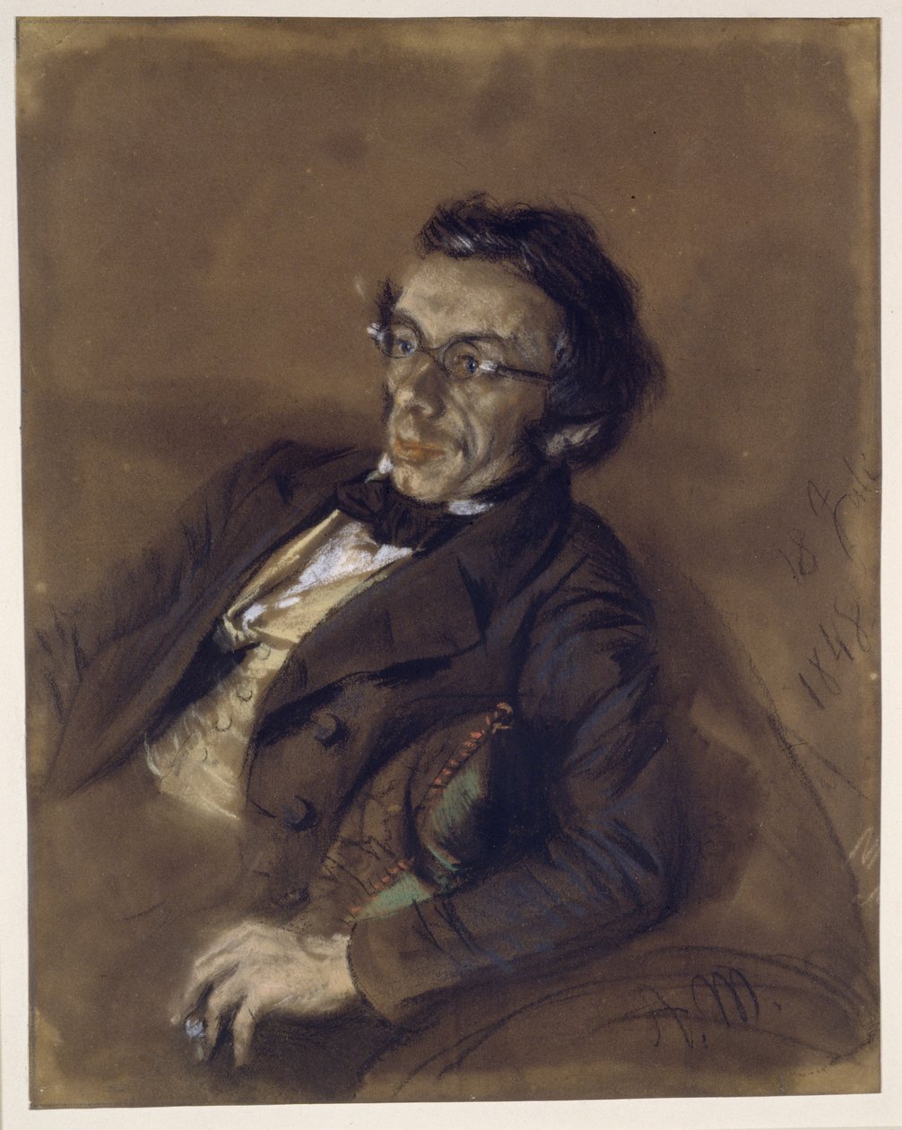 Dr. R. Eitner sittende på en sofa, halvfigur mot venstre av Adolph Menzel