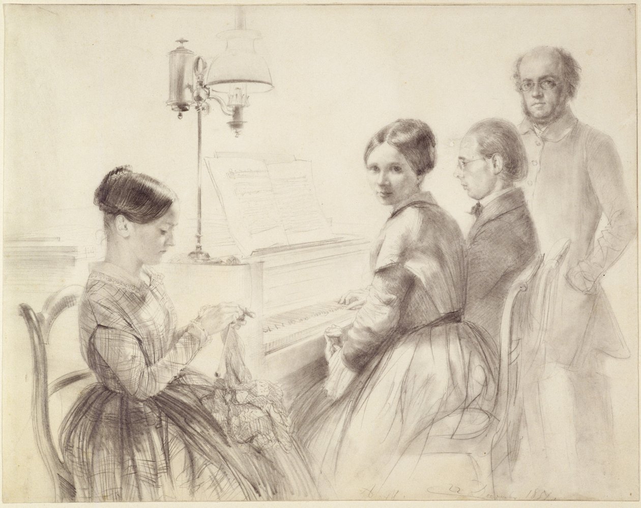 Familie ved flygelet av Adolph Menzel