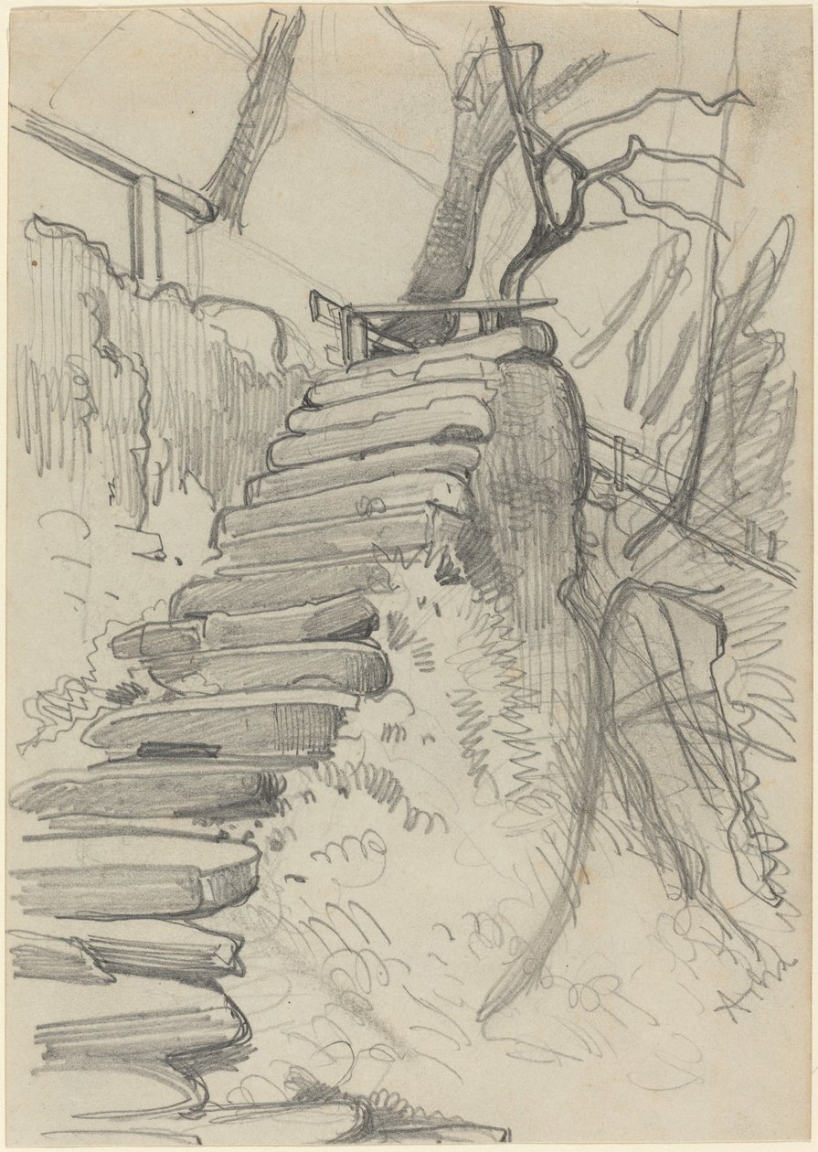 Flight of Stone Steps in a Garden av Adolph Menzel