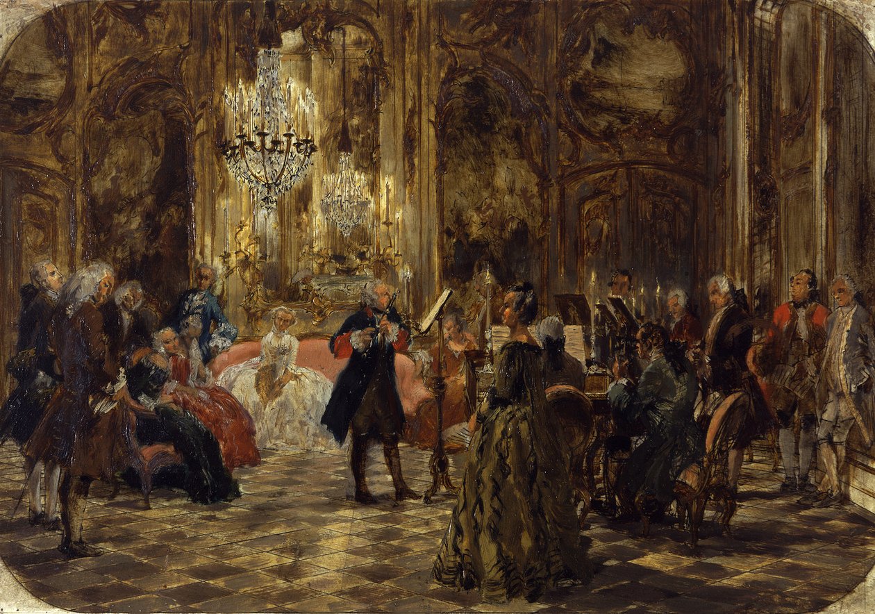 Fredrik den stores fløytekonsert i Sanssouci. Skisse av Adolph Menzel