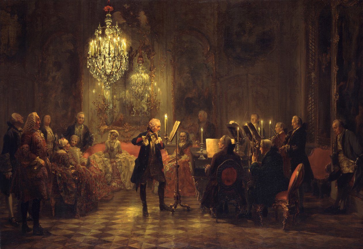 Kong Fredrik IIs fløytekonsert i Sanssouci av Adolph Menzel