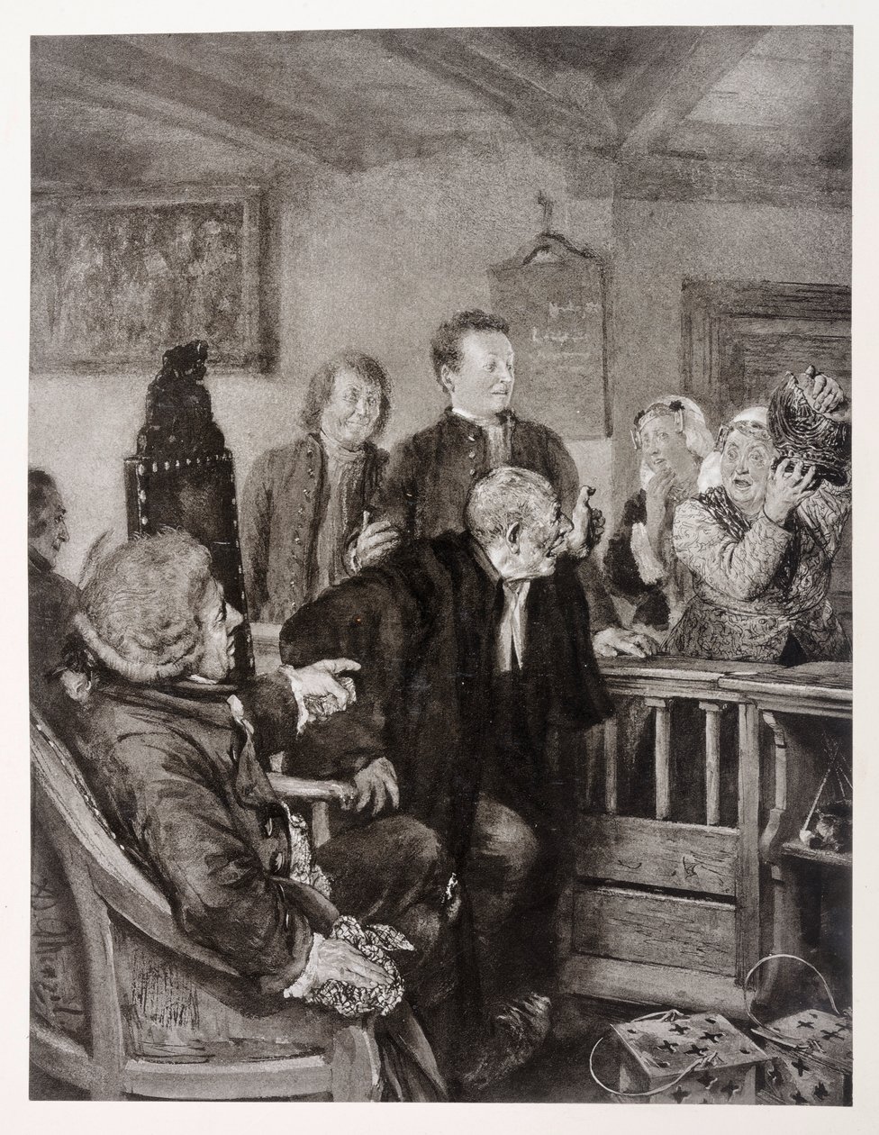 Fru Marthes klage, til Heinrich von Kleists Den knuste krukken av Adolph Menzel