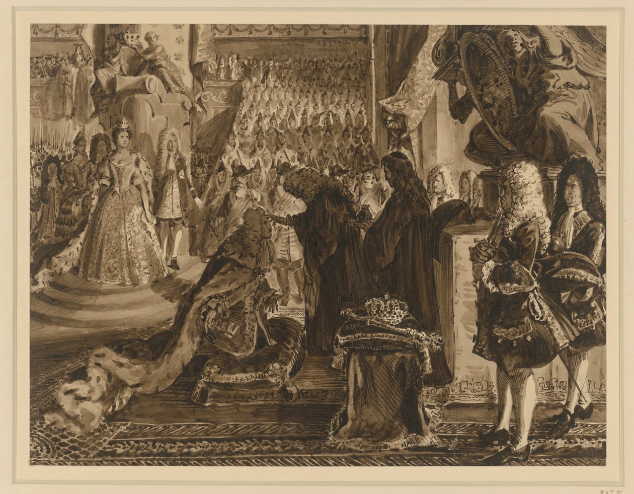 Fredrik I, konge av Preussen, salvet i Königsberg 18. januar 1701. Utkast til «Minneverdigheter fra den brandenburgsk-prøyssiske historien» av Adolph Menzel