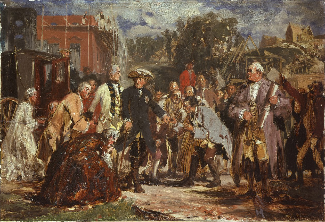 Fredrik den store på reise. Skisse av Adolph Menzel