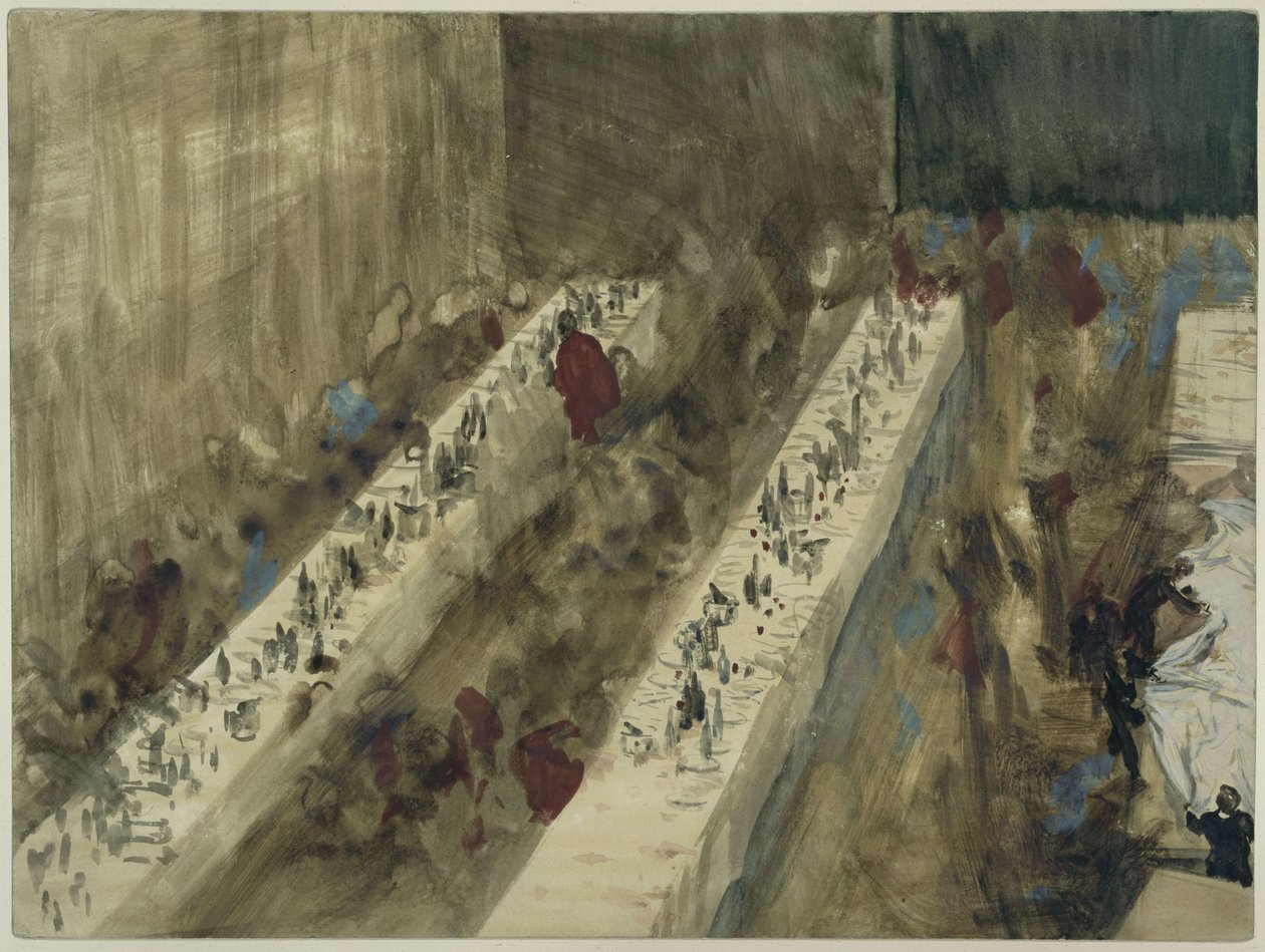 Dekkede bord sett ovenfra av Adolph Menzel