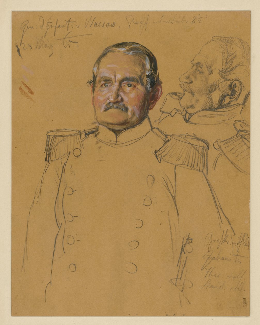 General von Wussow, portrettstudie til "Kroningen av Wilhelm I i Königsberg" av Adolph Menzel