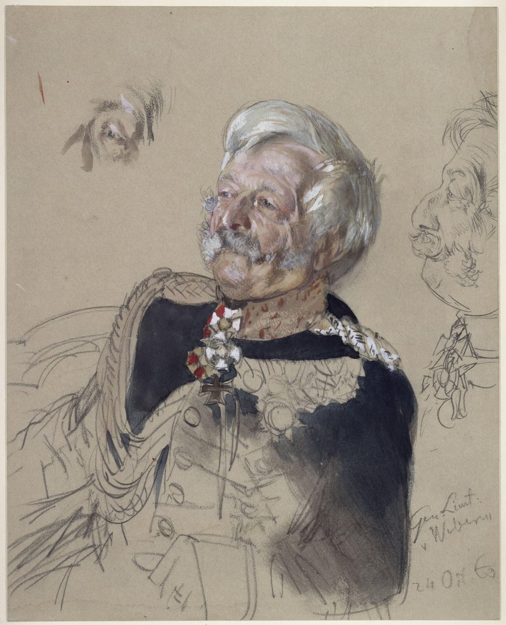 Generalløytnant von Webern. Studie til maleriet «Kroningen av Wilhelm I i Königsberg» av Adolph Menzel