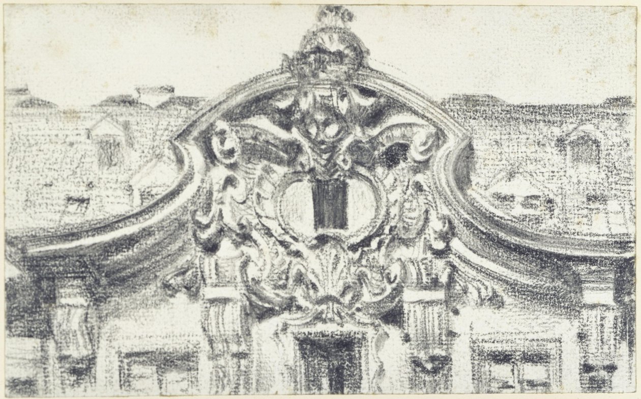 Gavlen på den midtre utstikkende delen av Palais du Saxe i Dresden av Adolph Menzel