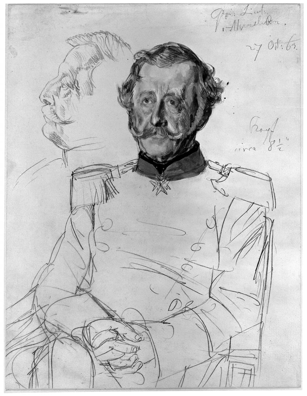 Gustav von Alvensleben. Studie til maleriet «Kroningen av Wilhelm I i Königsberg» av Adolph Menzel