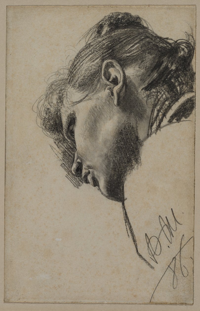 Leder for en ung kvinne sett nedenfra, 1886. av Adolph Menzel
