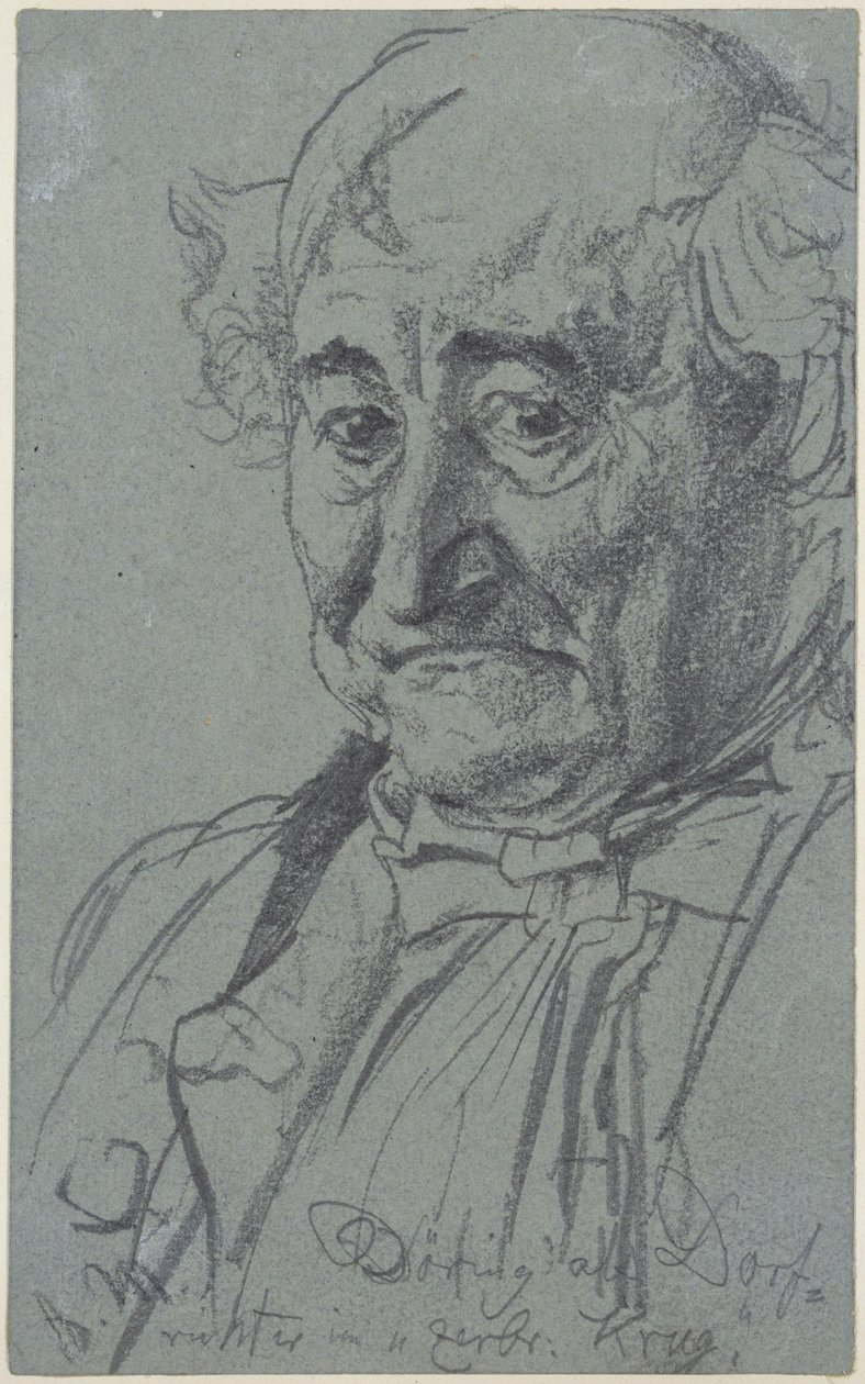 Heinrich von Kleist, «Den knuste krukken»: Skuespilleren Theodor Döring i rollen som landsbydommeren Adam av Adolph Menzel