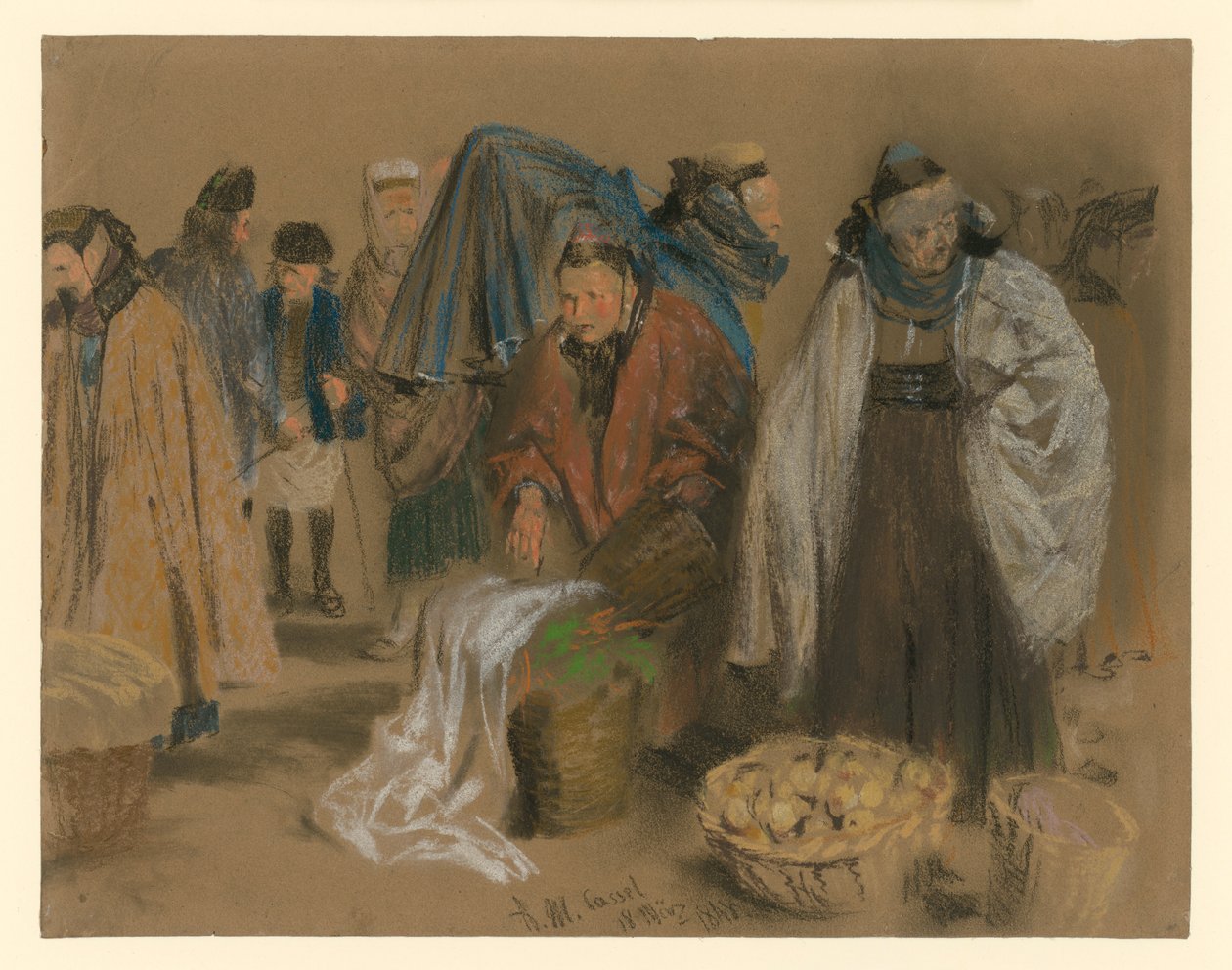 Hessiske bønder på markedet i Kassel av Adolph Menzel