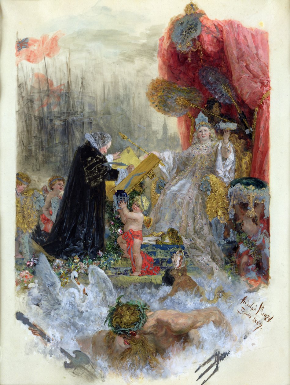 Æresborgerskapsdokument fra byen Hamburg, 1887 av Adolph Menzel