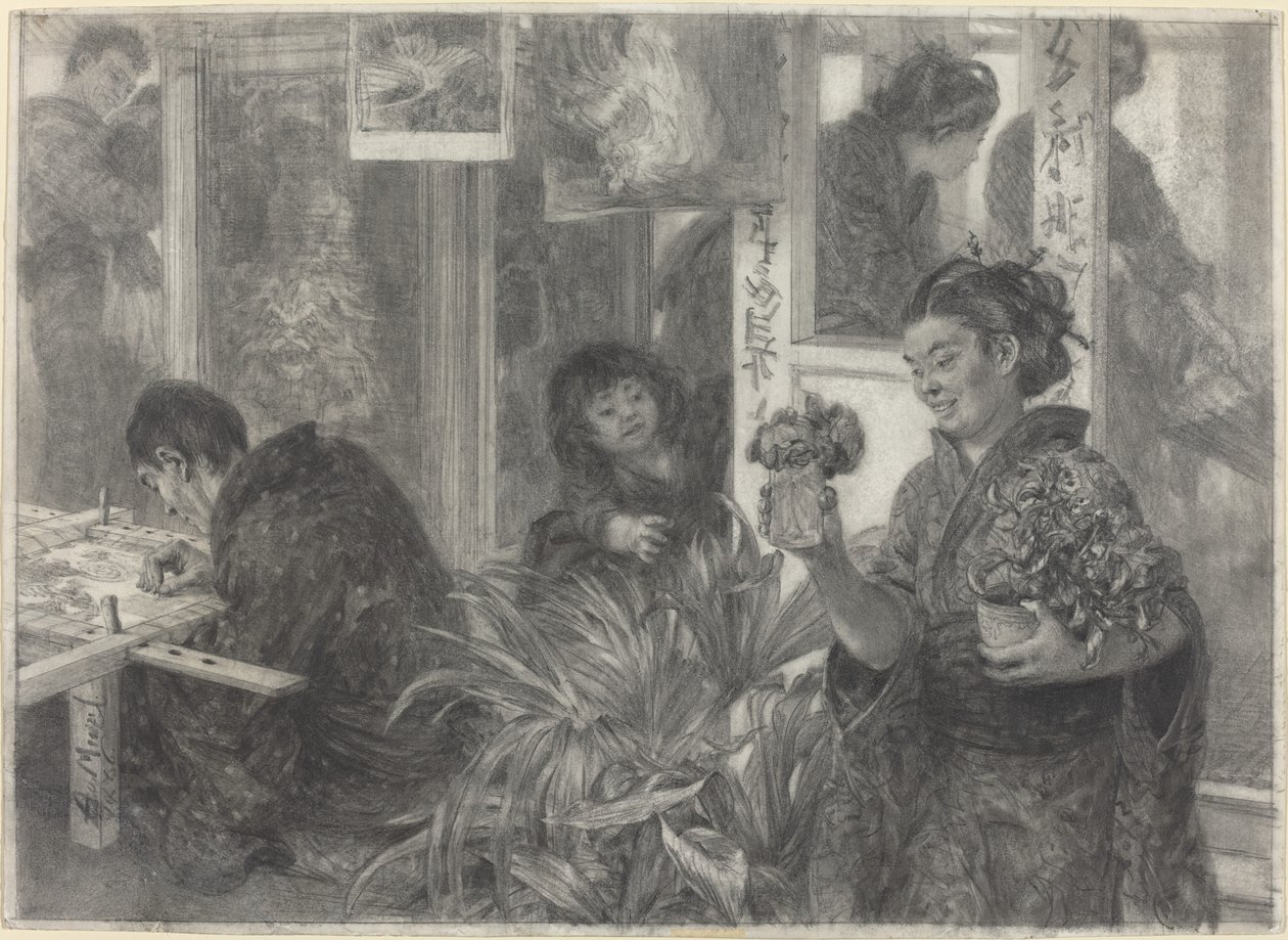 Japansk kunstner på jobb av Adolph Menzel