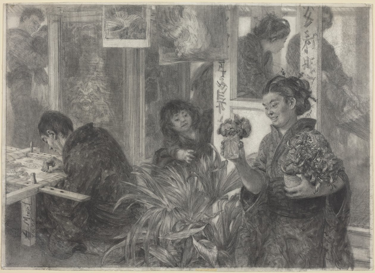 En japansk kunstner i arbeid av Adolph Menzel
