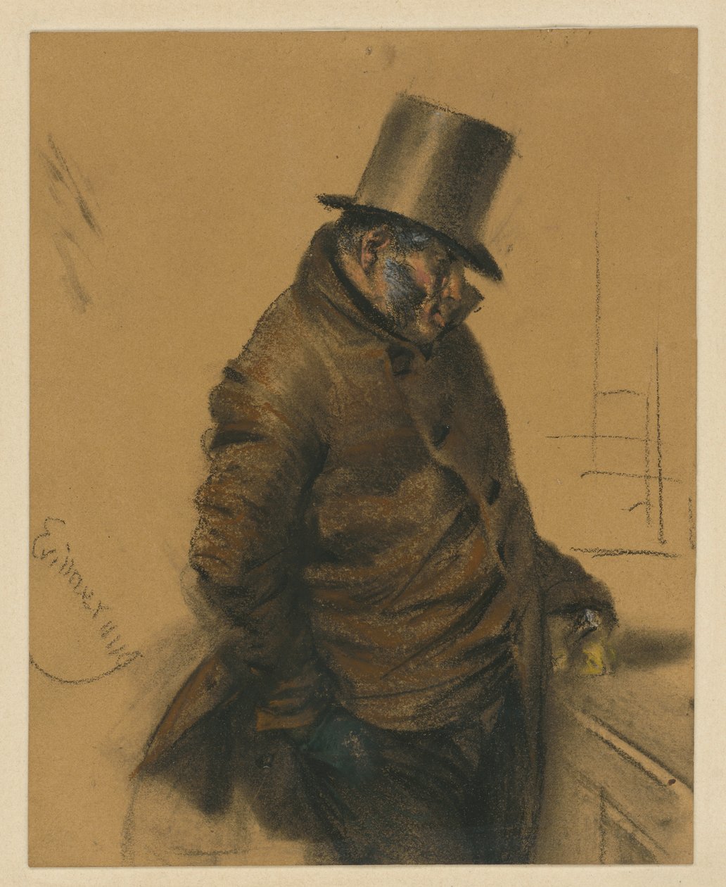 En jødisk mann med høyhatt som står ved kassen og betaler av Adolph Menzel