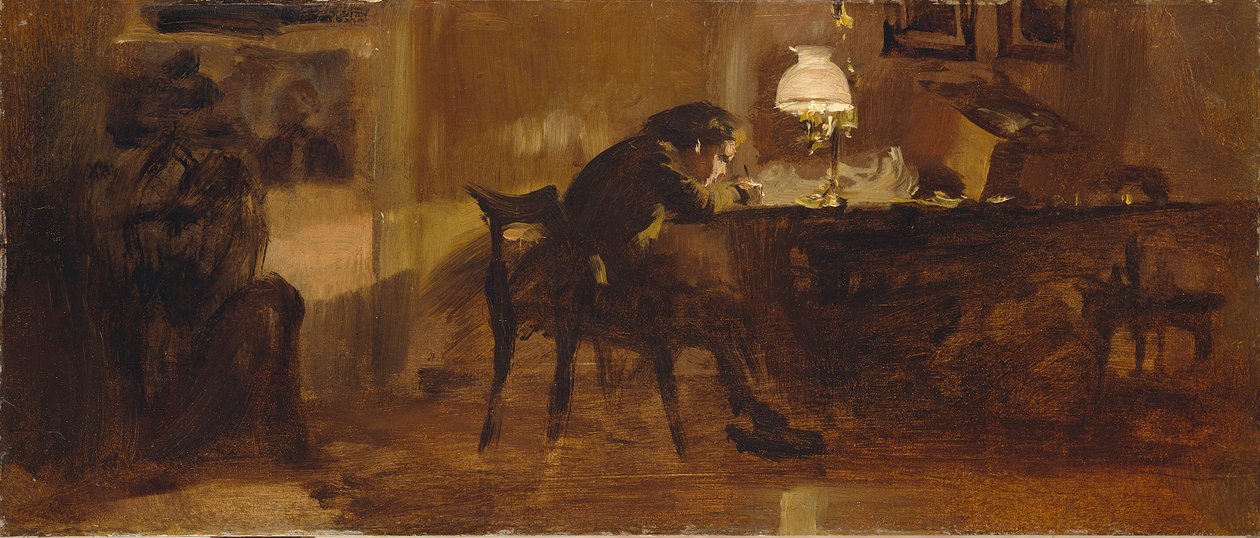 Gutt ved skrivebordet av Adolph Menzel