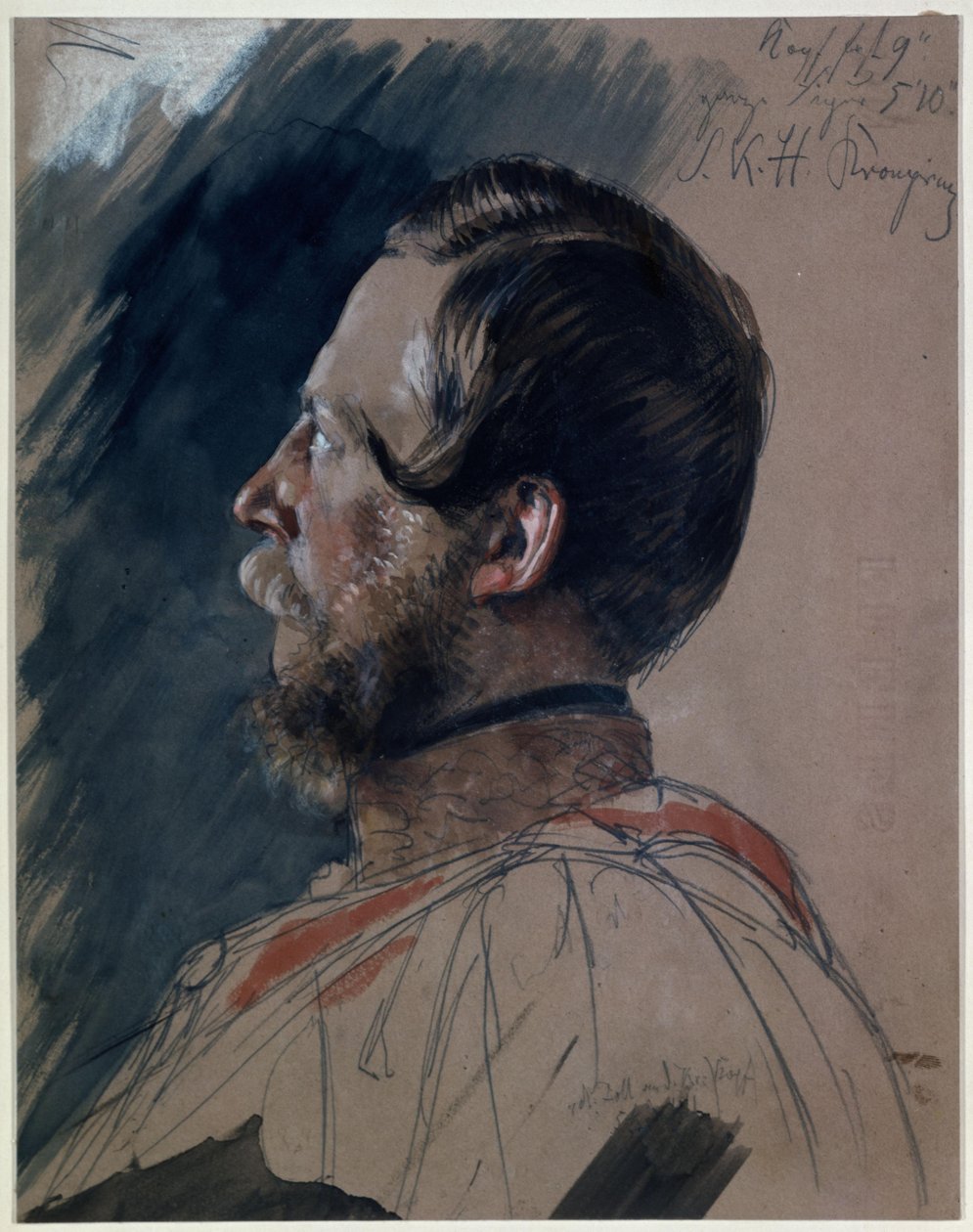 Kronprins Fredrik Vilhelm. Studie til maleriet "Kroningen av Vilhelm 1 i Königsberg" av Adolph Menzel