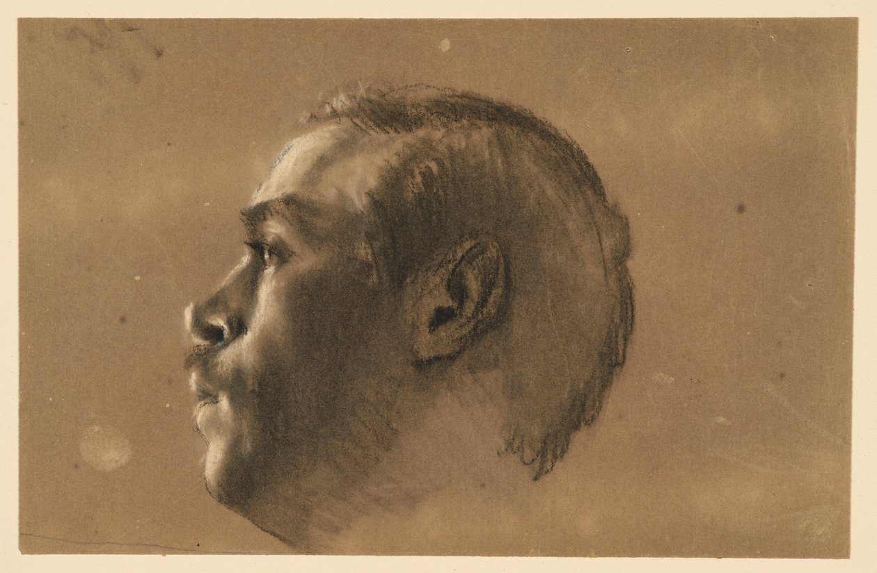 Mannshode i venstre profil. Modellstudie til «Fredrik og hans menn ved Hochkirch» av Adolph Menzel