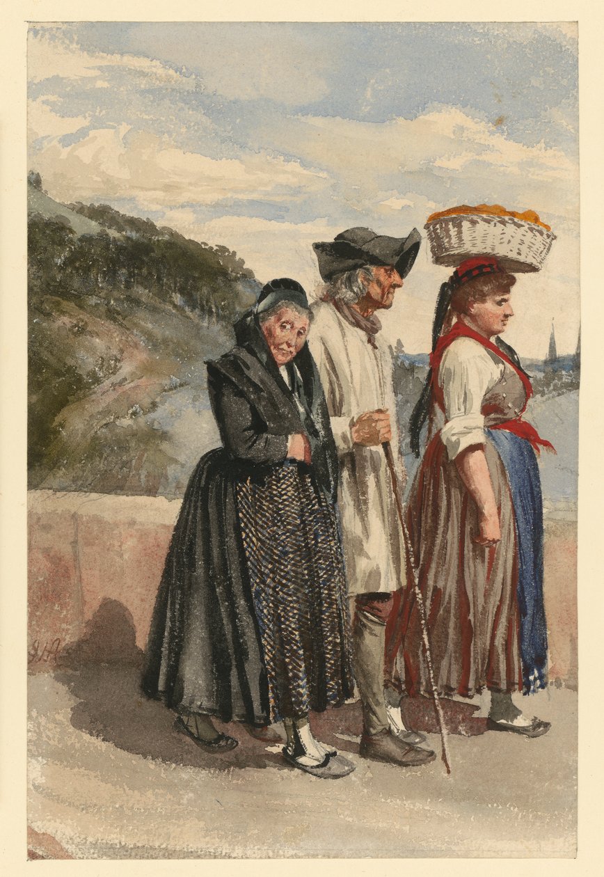 Bønder fra Marburg på Lahn-broen av Adolph Menzel