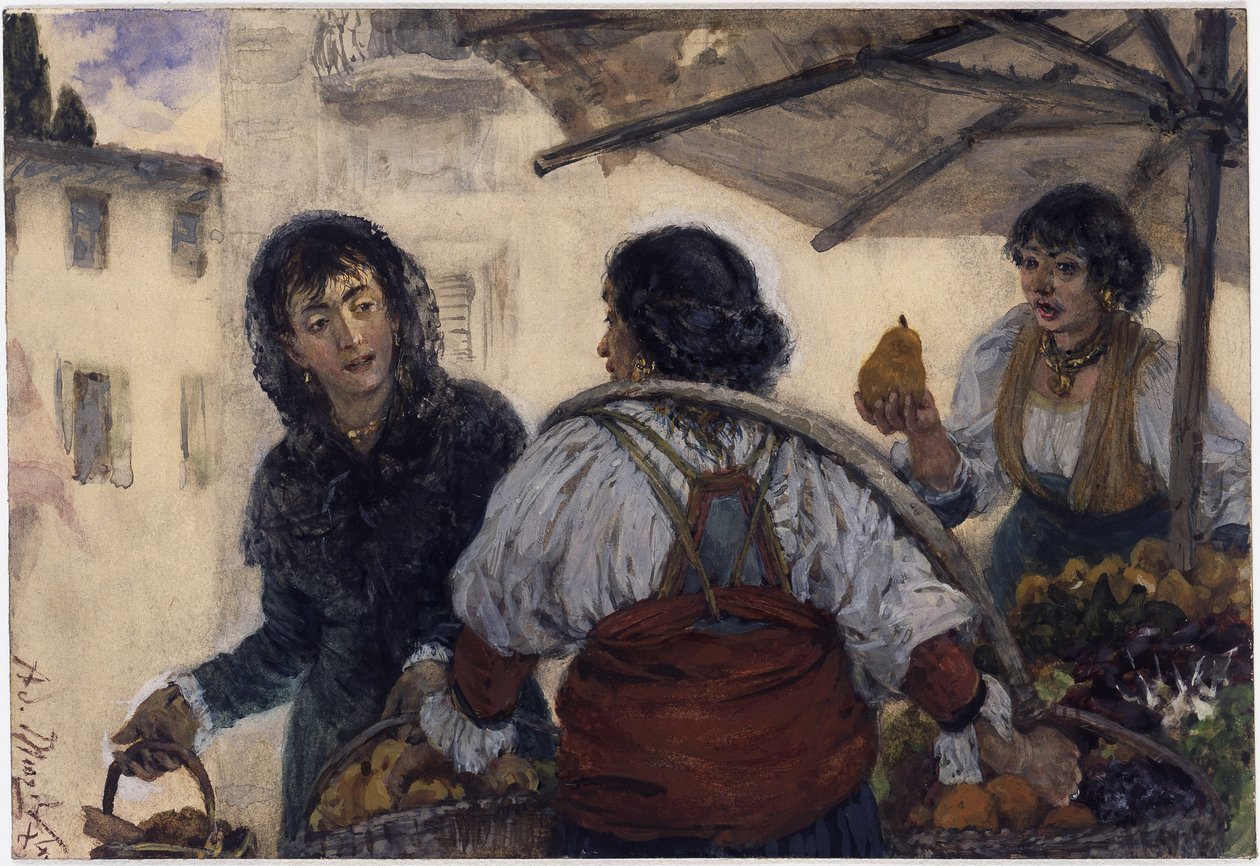 Markedsscene i Verona av Adolph Menzel